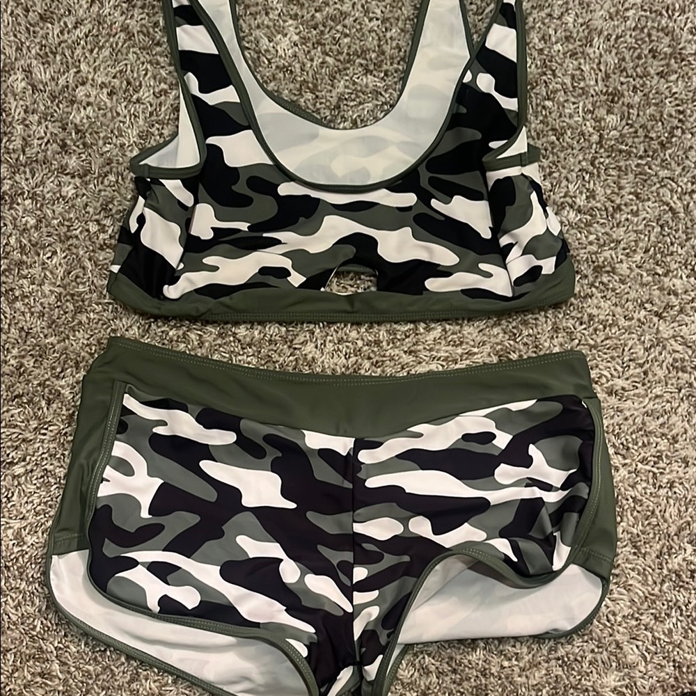 Camo Print Women's Swim Set